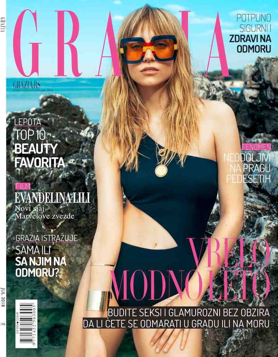 Midikennov model Ena Čuček za naslovnicu i editorijal Grazia Srbija